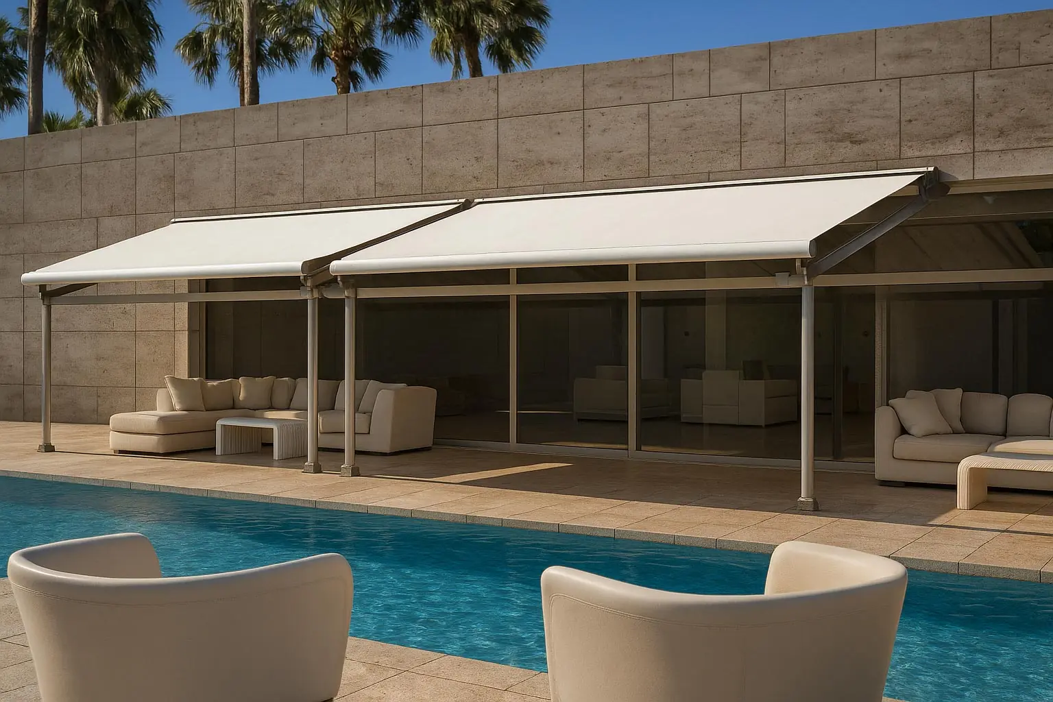 Terraza con pérgola de madera